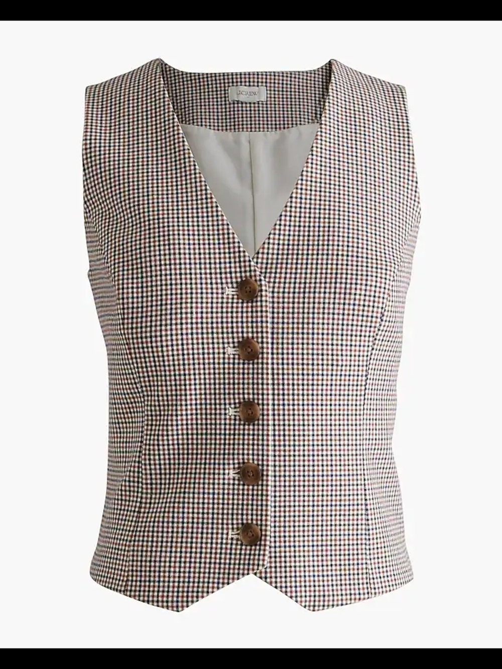 J. Crew Brown and Black Houndstooth Button Vest